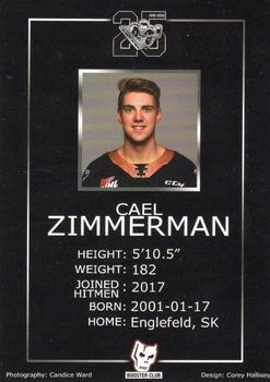 2019-20 Calgary Hitmen (WHL) Booster Club #NNO Cael Zimmerman Back