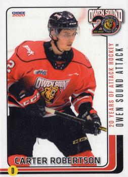 2019-20 Choice Owen Sound Attack (OHL) #2 Carter Robertson Front