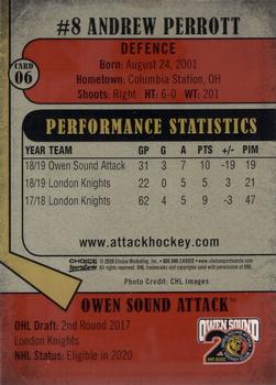 2019-20 Choice Owen Sound Attack (OHL) #6 Andrew Perrott Back
