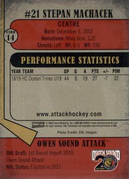 2019-20 Choice Owen Sound Attack (OHL) #14 Stepan Machacek Back