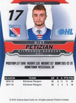 2019-20 Extreme Kitchener Rangers (OHL) #4 Mike Petizian Back