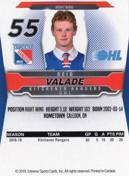2019-20 Extreme Kitchener Rangers (OHL) #14 Reid Valade Back
