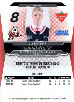 2019-20 Extreme Niagara IceDogs (OHL) #2 Jackson Doherty Back