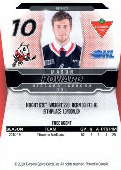 2019-20 Extreme Niagara IceDogs (OHL) #16 Mason Howard Back