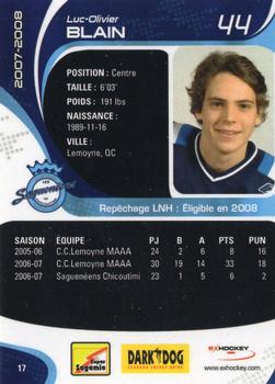 2007-08 Extreme Chicoutimi Sagueneens (QMJHL) #17 Luc-Olivier Blain Back