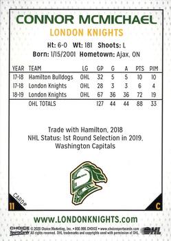 2019-20 Choice London Knights (OHL) #11 Connor McMichael Back