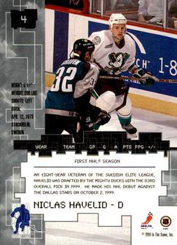1999-00 Be a Player Millennium Signature Series - Anaheim National Gold #4 Niclas Havelid Back