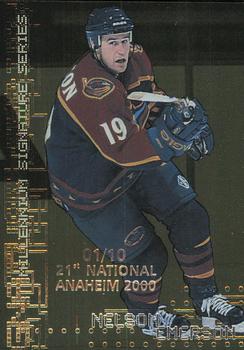 1999-00 Be a Player Millennium Signature Series - Anaheim National Gold #17 Nelson Emerson Front