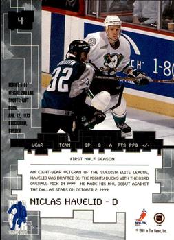 1999-00 Be a Player Millennium Signature Series - Anaheim National Ruby #4 Niclas Havelid Back