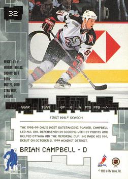 1999-00 Be a Player Millennium Signature Series - Anaheim National Ruby #32 Brian Campbell Back