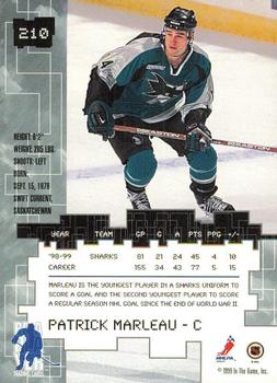 1999-00 Be a Player Millennium Signature Series - Anaheim National Ruby #210 Patrick Marleau Back