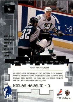 1999-00 Be a Player Millennium Signature Series - Anaheim National Sapphire #4 Niclas Havelid Back
