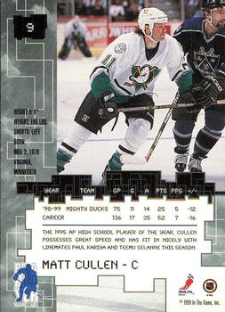 1999-00 Be a Player Millennium Signature Series - Anaheim National Sapphire #9 Matt Cullen Back