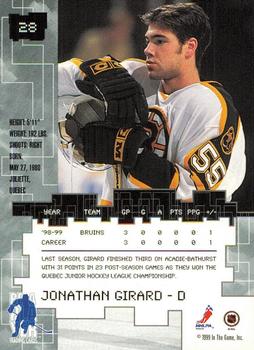 1999-00 Be a Player Millennium Signature Series - Anaheim National Sapphire #28 Jonathan Girard Back