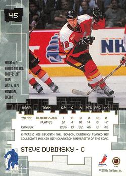 1999-00 Be a Player Millennium Signature Series - Anaheim National Sapphire #45 Steve Dubinsky Back