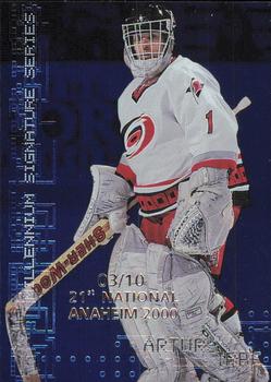 1999-00 Be a Player Millennium Signature Series - Anaheim National Sapphire #50 Arturs Irbe Front