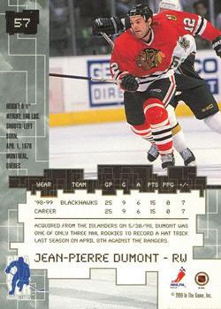 1999-00 Be a Player Millennium Signature Series - Anaheim National Sapphire #57 Jean-Pierre Dumont Back