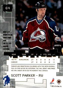 1999-00 Be a Player Millennium Signature Series - Anaheim National Sapphire #64 Scott Parker Back