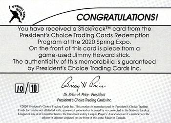 2020-21 President's Choice Game-Used - 2020 Spring Expo Redemption Red #NNO Jimmy Howard Back