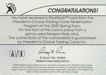 2020-21 President's Choice Game-Used - 2020 Spring Expo Redemption Black #NNO Morgan Rielly Back