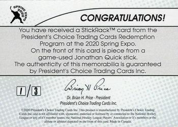 2020-21 President's Choice Game-Used - 2020 Spring Expo Redemption Silver #NNO Jonathan Quick Back