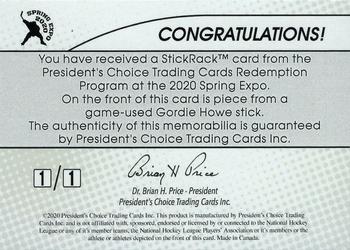 2020-21 President's Choice Game-Used - 2020 Spring Expo Redemption Gold #NNO Gordie Howe Back