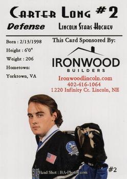 2016-17 Ironwood Builders Lincoln Stars (USHL) #2 Carter Long Back