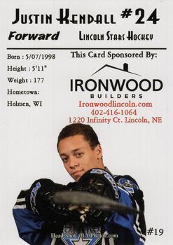 2016-17 Ironwood Builders Lincoln Stars (USHL) #19 Justin Kendall Back