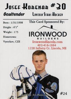 2016-17 Ironwood Builders Lincoln Stars (USHL) #24 Josef Korenar Back