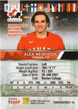 2020 BY Cards Team Canada IIHF U20 World Championship (Unlicensed) #CAN/U20/2021-16 Alex Newhook Back