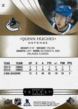 2020-21 Upper Deck Trilogy #2 Quinn Hughes Back