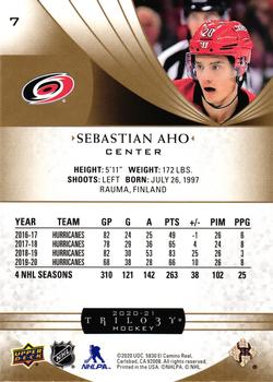 2020-21 Upper Deck Trilogy #7 Sebastian Aho Back