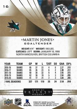 2020-21 Upper Deck Trilogy #16 Martin Jones Back