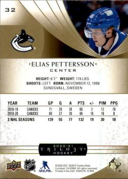 2020-21 Upper Deck Trilogy #32 Elias Pettersson Back