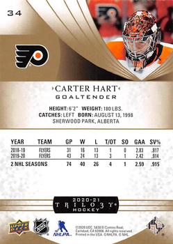 2020-21 Upper Deck Trilogy #34 Carter Hart Back