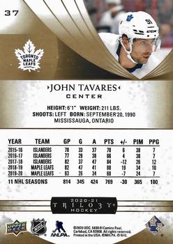 2020-21 Upper Deck Trilogy #37 John Tavares Back