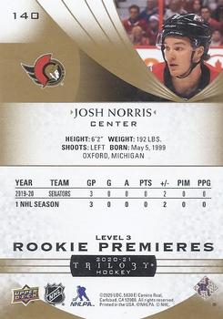 2020-21 Upper Deck Trilogy #140 Josh Norris Back
