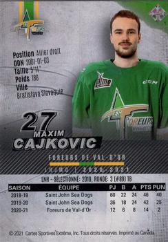 2020-21 Val-d'Or Foreurs (QMJHL) #7 Maxim Cajkovic Back
