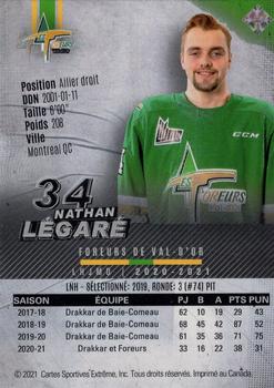 2020-21 Val-d'Or Foreurs (QMJHL) #9 Nathan Legare Back