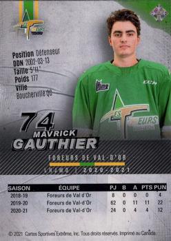 2020-21 Val-d'Or Foreurs (QMJHL) #23 Mavrick Gauthier Back