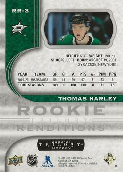 2020-21 Upper Deck Trilogy - Rookie Renditions #RR-3 Thomas Harley Back