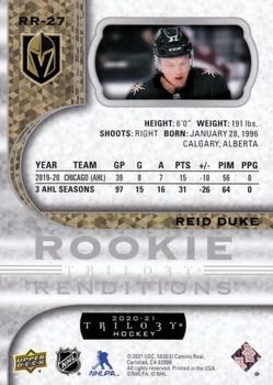2020-21 Upper Deck Trilogy - Rookie Renditions #RR-27 Reid Duke Back