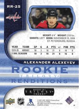 2020-21 Upper Deck Trilogy - Rookie Renditions Blue Foil #RR-25 Alexander Alexeyev Back