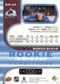 2020-21 Upper Deck Trilogy - Rookie Renditions Blue Foil #RR-30 Bowen Byram Back