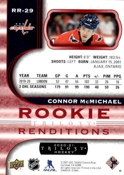 2020-21 Upper Deck Trilogy - Rookie Renditions Red Foil #RR-29 Connor McMichael Back