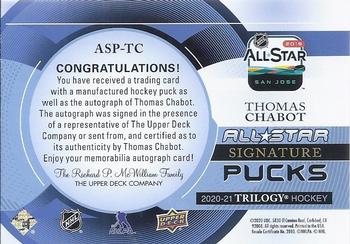 2020-21 Upper Deck Trilogy - All-Star Signature Pucks #ASP-TC Thomas Chabot Back