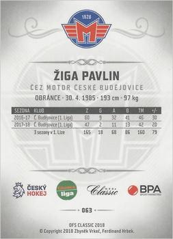 2018-19 OFS Chance Liga - Rainbow #63 Ziga Pavlin Back