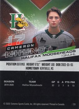 2020-21 Extreme Halifax Mooseheads (QMJHL) #11 Cameron Whynot Back