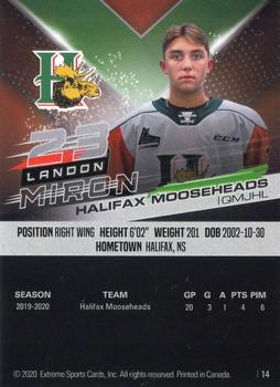 2020-21 Extreme Halifax Mooseheads (QMJHL) #14 Landon Miron Back