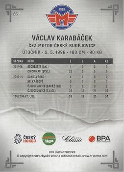 2019-20 OFS Classic Chance liga - Sand #66 Vaclav Karabacek Back